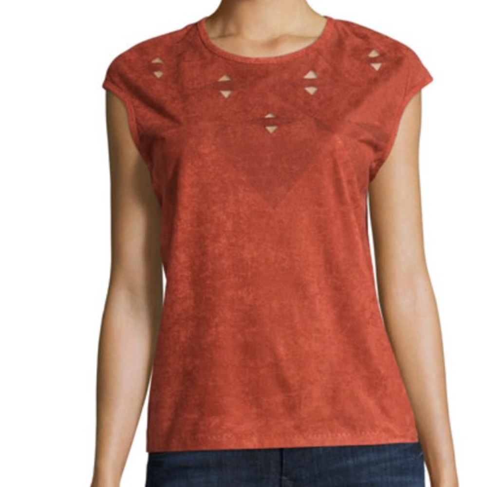 Max Studio Burnt Sienna Suede Blouse